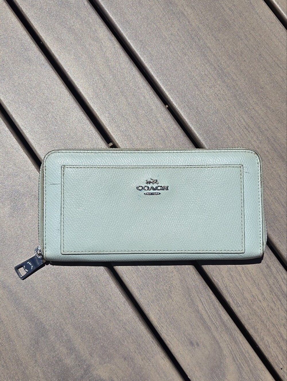 COACH Mint Zip-Around Leather Wallet